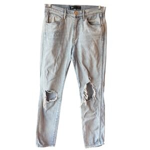 3x1 NYC Distressed Slim Straight Jeans Light Wash Size 27
